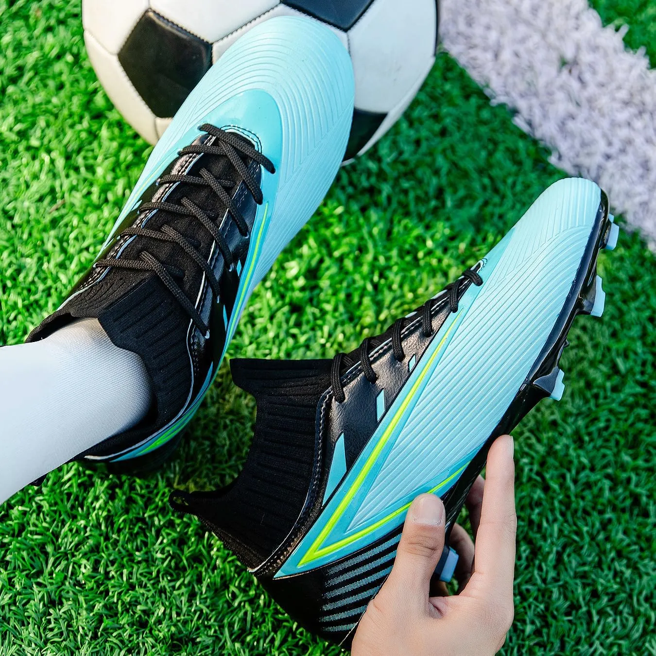Unisex's Fashion Sports High-Top FG Trainers Cleats Football Sneakers Long Studs AG Soccer Shoes