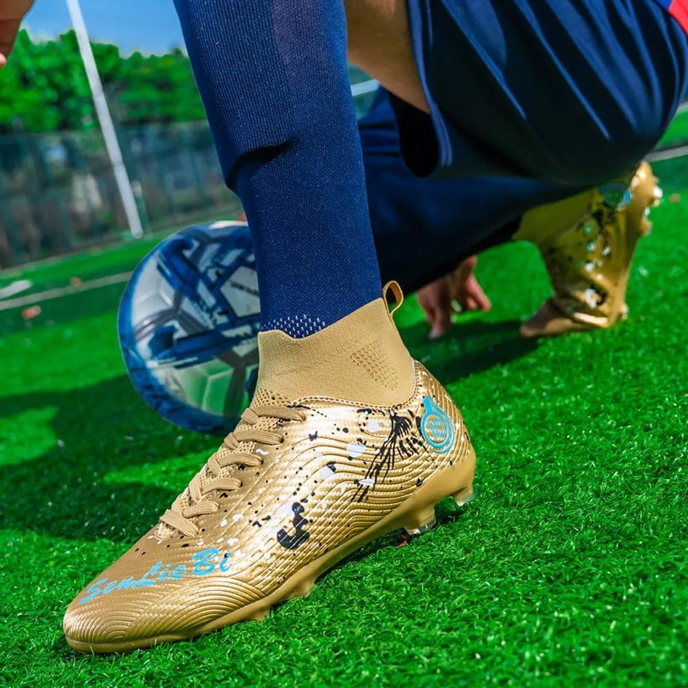 Unisex's Fashion Sports High-Top FG Trainers Cleats Football Sneakers Long Studs AG Soccer Shoes