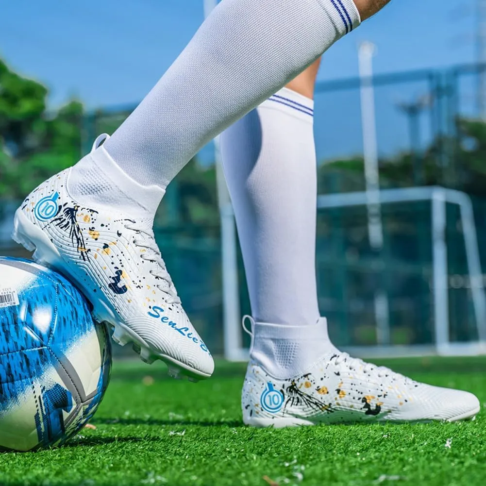 Unisex's Fashion Sports High-Top FG Trainers Cleats Football Sneakers Long Studs AG Soccer Shoes