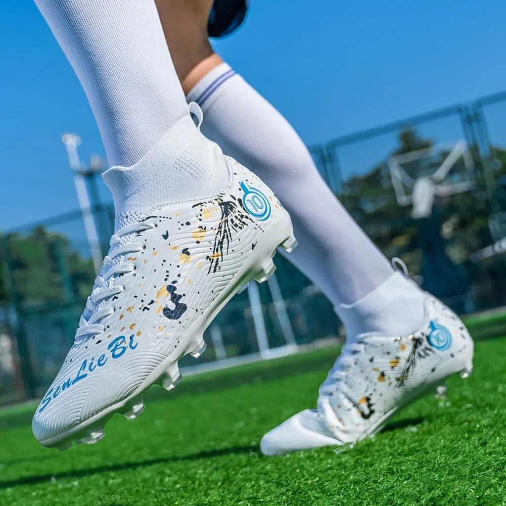 Unisex's Fashion Sports High-Top FG Trainers Cleats Football Sneakers Long Studs AG Soccer Shoes