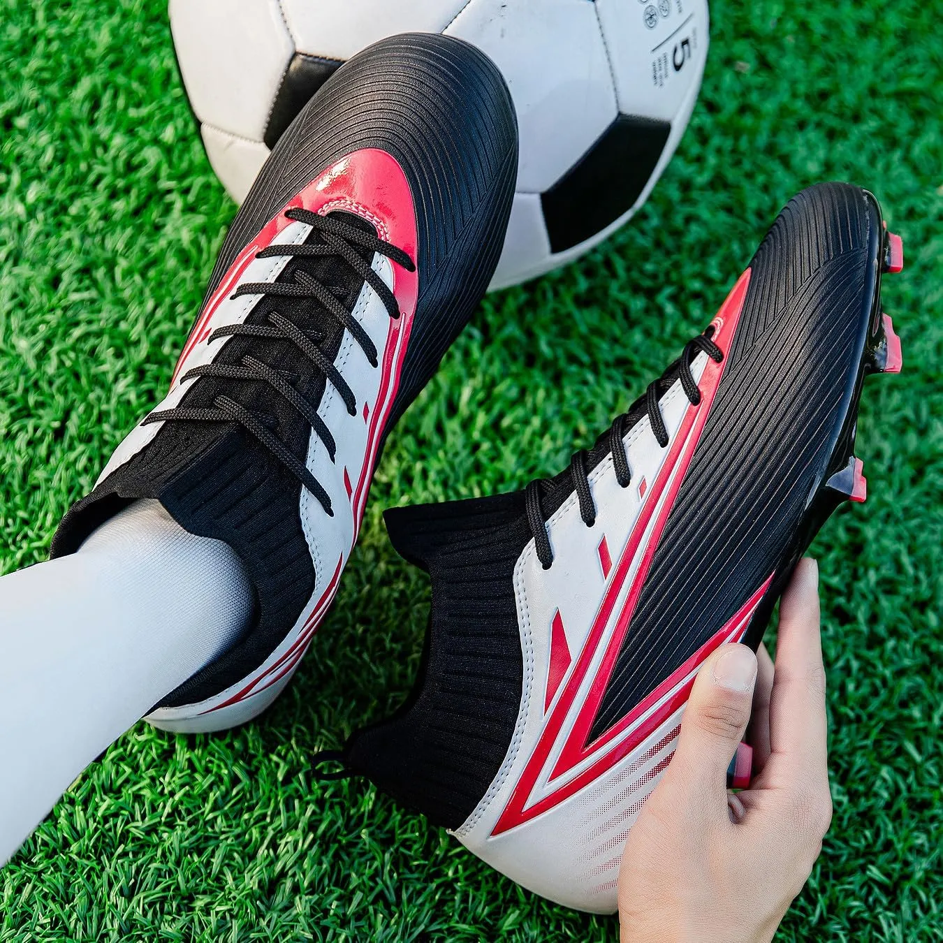 Unisex's Fashion Sports High-Top FG Trainers Cleats Football Sneakers Long Studs AG Soccer Shoes