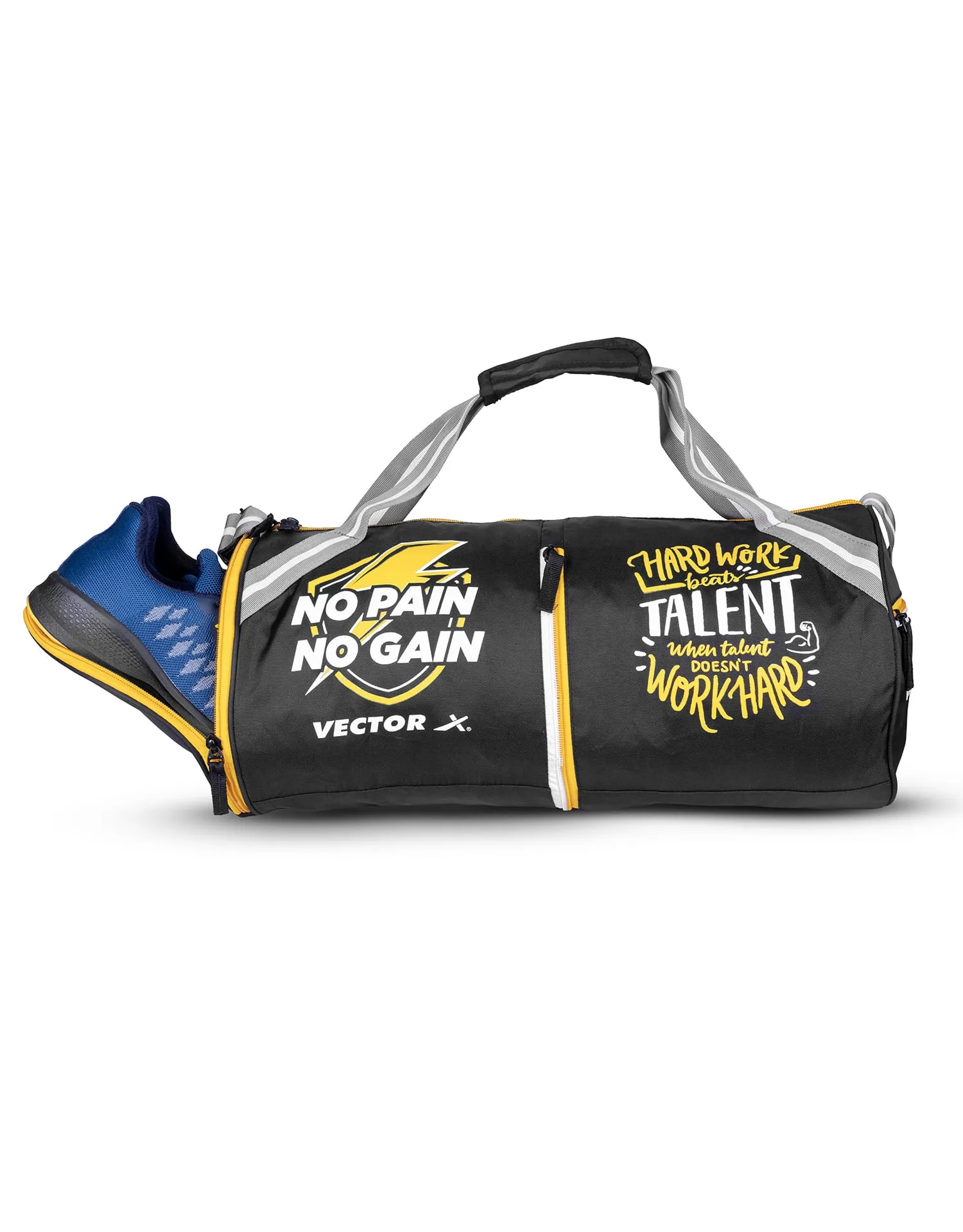 VECTOR X No Pain Gym Duffel 22 L Sports Bag for Men and Women Polyester (Black) 26 L