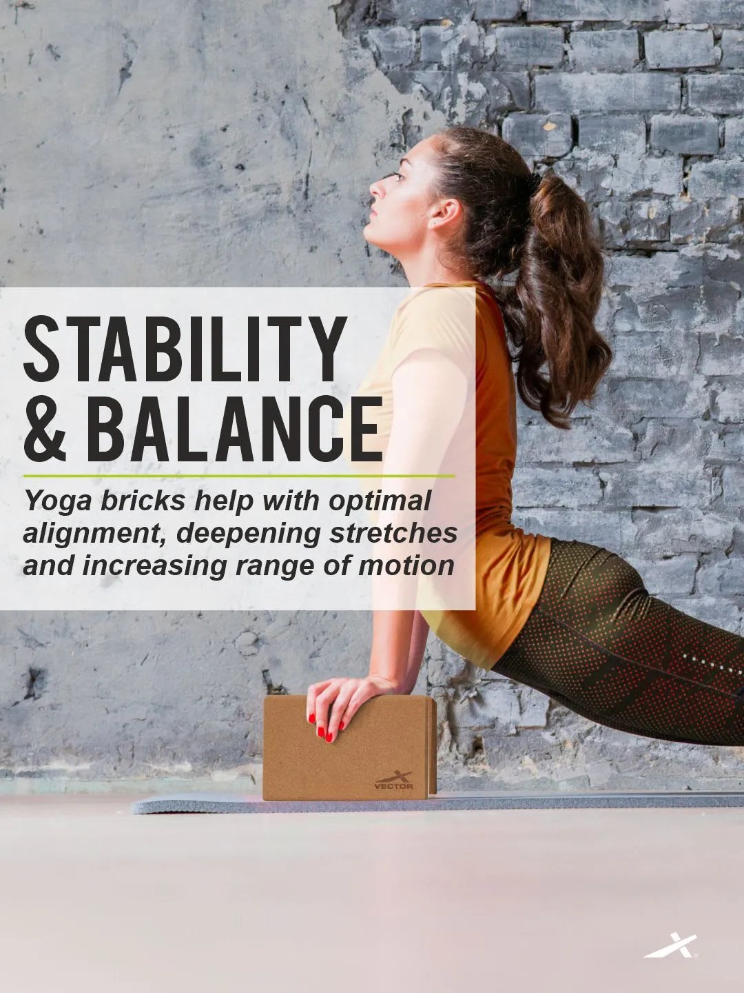 VECTOR X Yoga Block/Yoga Brick of High Density Premium CORK Eco Non Toxic Pack of 2 Yoga Blocks (Brown Pack of 2)