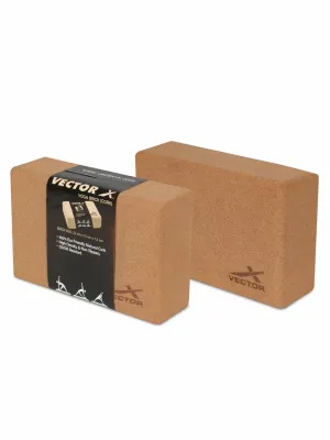 VECTOR X Yoga Block/Yoga Brick of High Density Premium CORK Eco Non Toxic Pack of 2 Yoga Blocks (Brown Pack of 2)