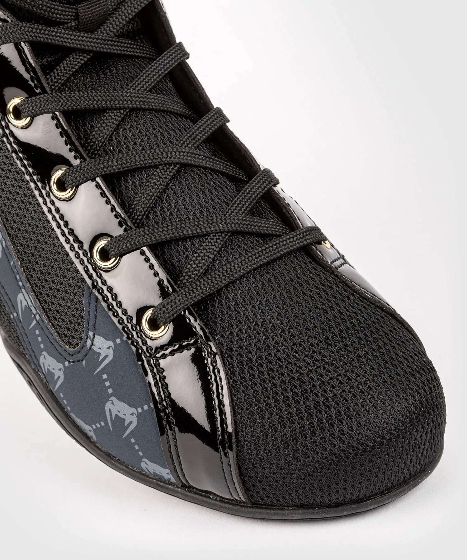 Venum Elite Evo Monogram Boxing Shoes – Black/Navy Blue