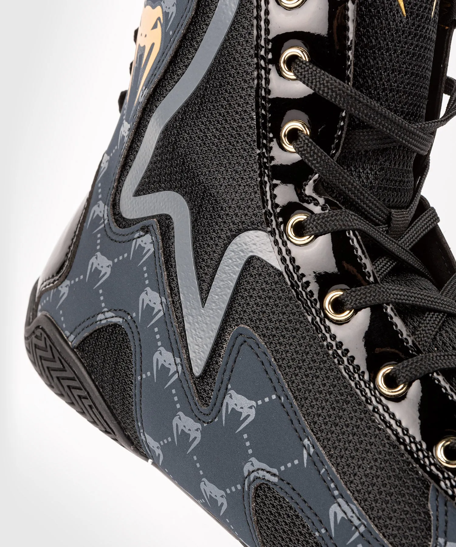 Venum Elite Evo Monogram Boxing Shoes – Black/Navy Blue