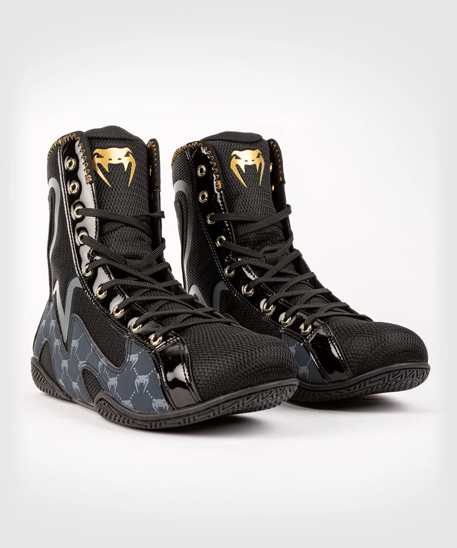 Venum Elite Evo Monogram Boxing Shoes – Black/Navy Blue
