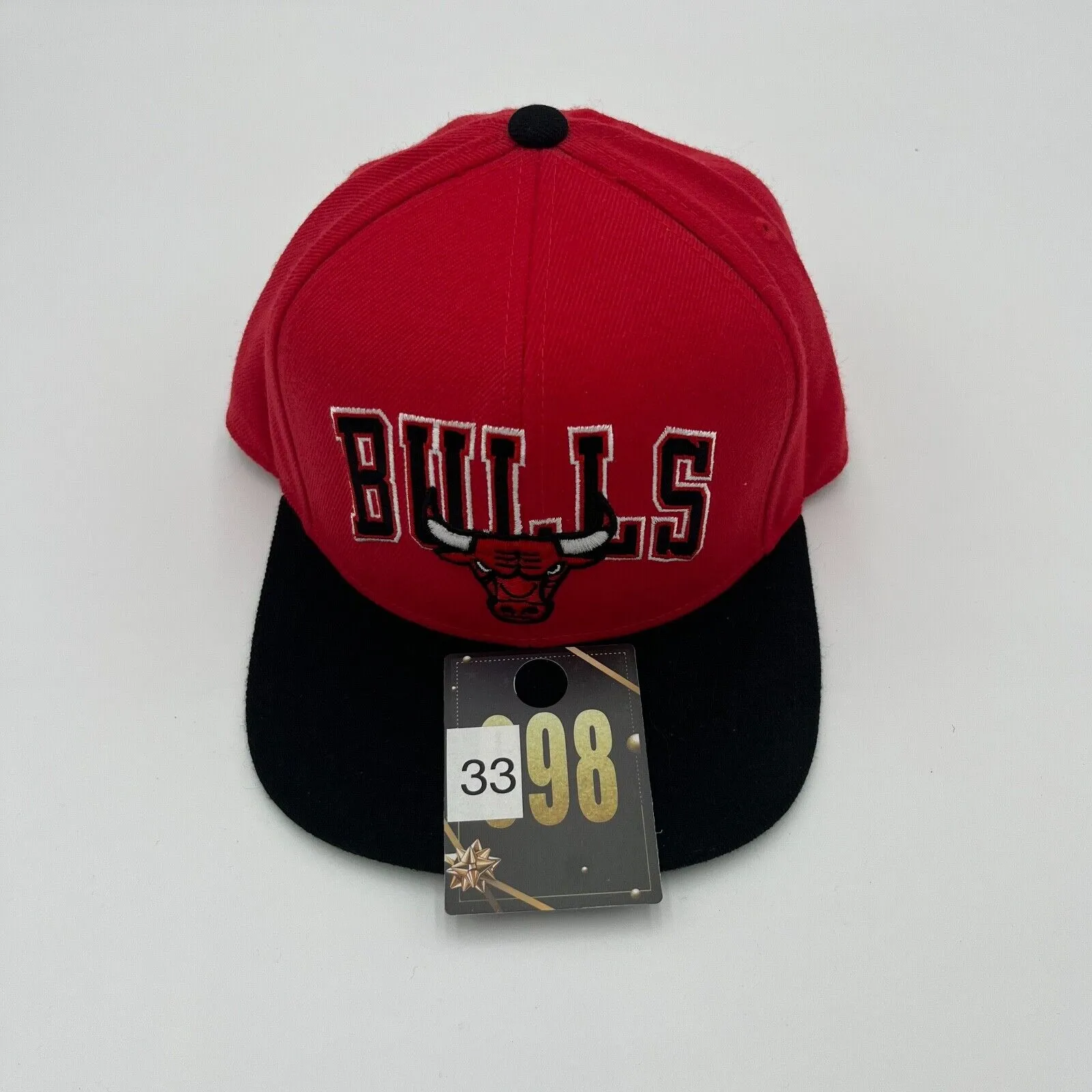 Vintage Style Adidas Chicago Bulls NBA Logo Snapback Hat Cap Black Red