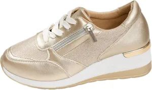 Walking Shoes for Women Low-Top Slip Ons Air Cushioned Lace Up Zipper Sparkly Fashion Casual Shoes Arch Support Jogging Tennis Sneaker Plantar Fasciitis Breathable Comfy Lightweight Shoe