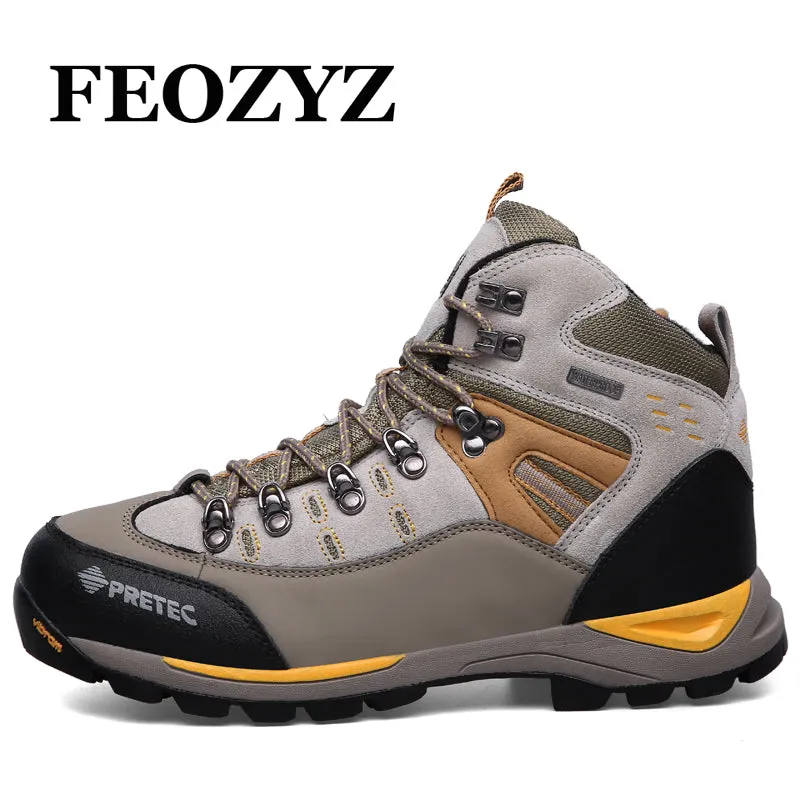Waterproof Hiking Shoes Men Cow Leather Trekking Hiking Boots Mountain Climbing Shoes Men Zapatillas Outdoor Hombre
