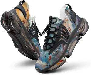 White Wolf with Dream-Catcher Men's Running Shoes Lightweight Walking Shoe Breathable Sneaker