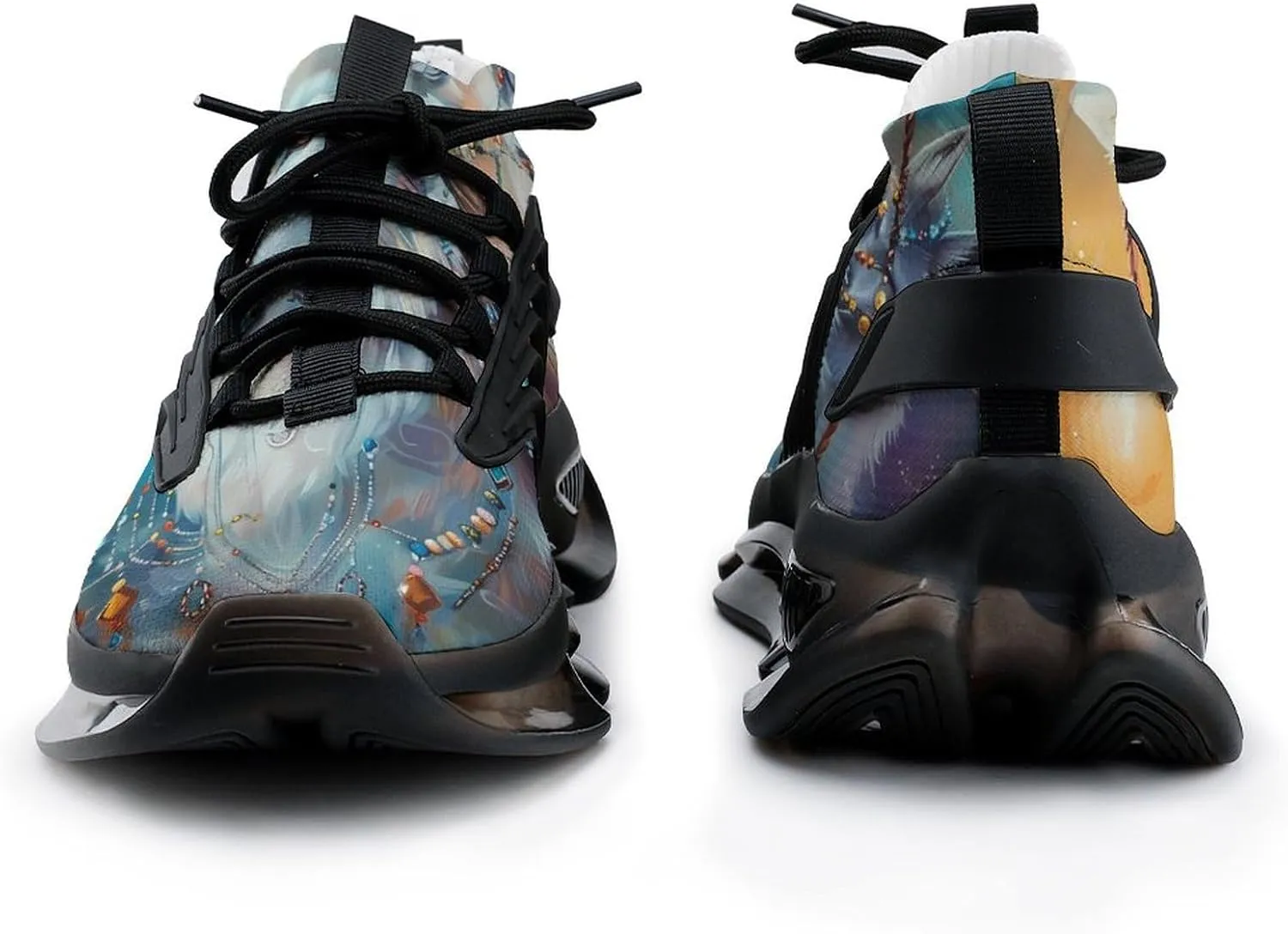 White Wolf with Dream-Catcher Men's Running Shoes Lightweight Walking Shoe Breathable Sneaker