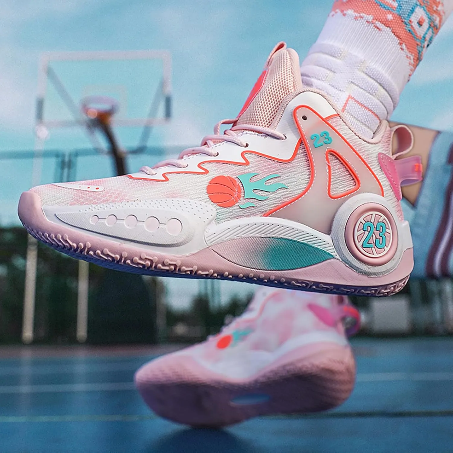 Women Men Basketball Shoes Casual Fashion High Top Lace Up Running Sneakers Color Blocking Sport Shoes Walking Tennis Shoes