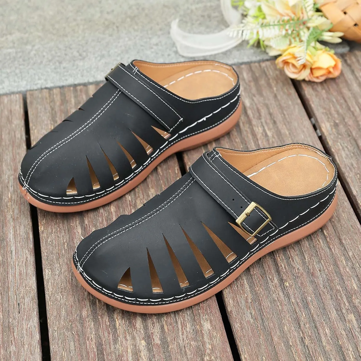 Women Summer Solid Slip On Casual Open Toe Wedges Comfortable Beach Shoes Sandals Slippers Summer Sandal