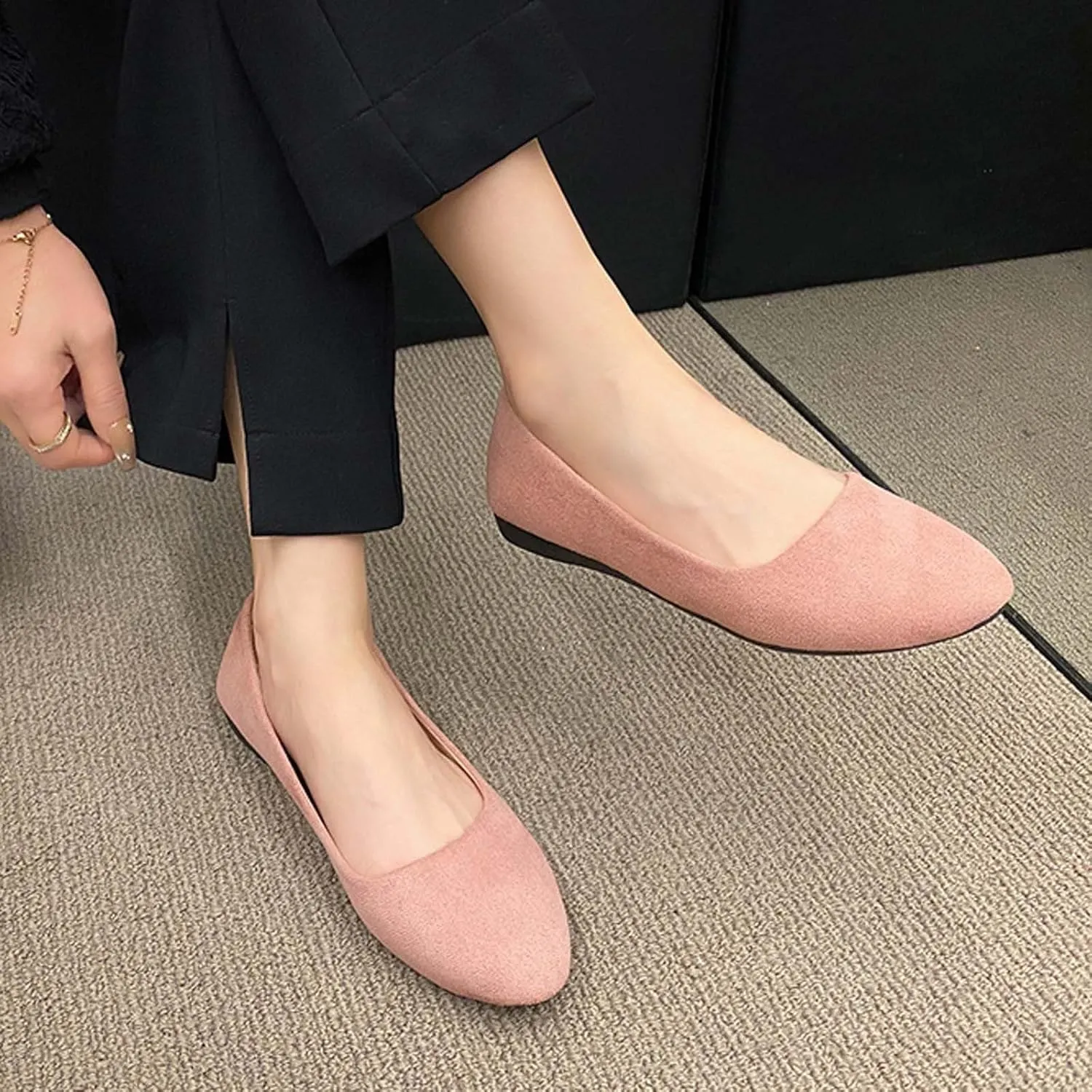 Women's Casual Slip On Comfortable Suede Shoes Low Heel Everyday Walking Footwear for Spring Summer Outfits