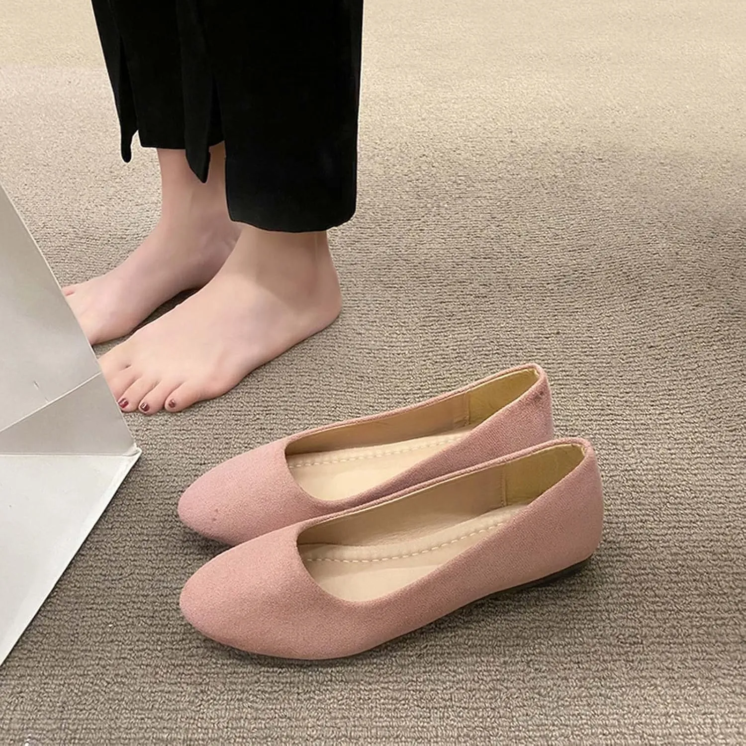 Women's Casual Slip On Comfortable Suede Shoes Low Heel Everyday Walking Footwear for Spring Summer Outfits