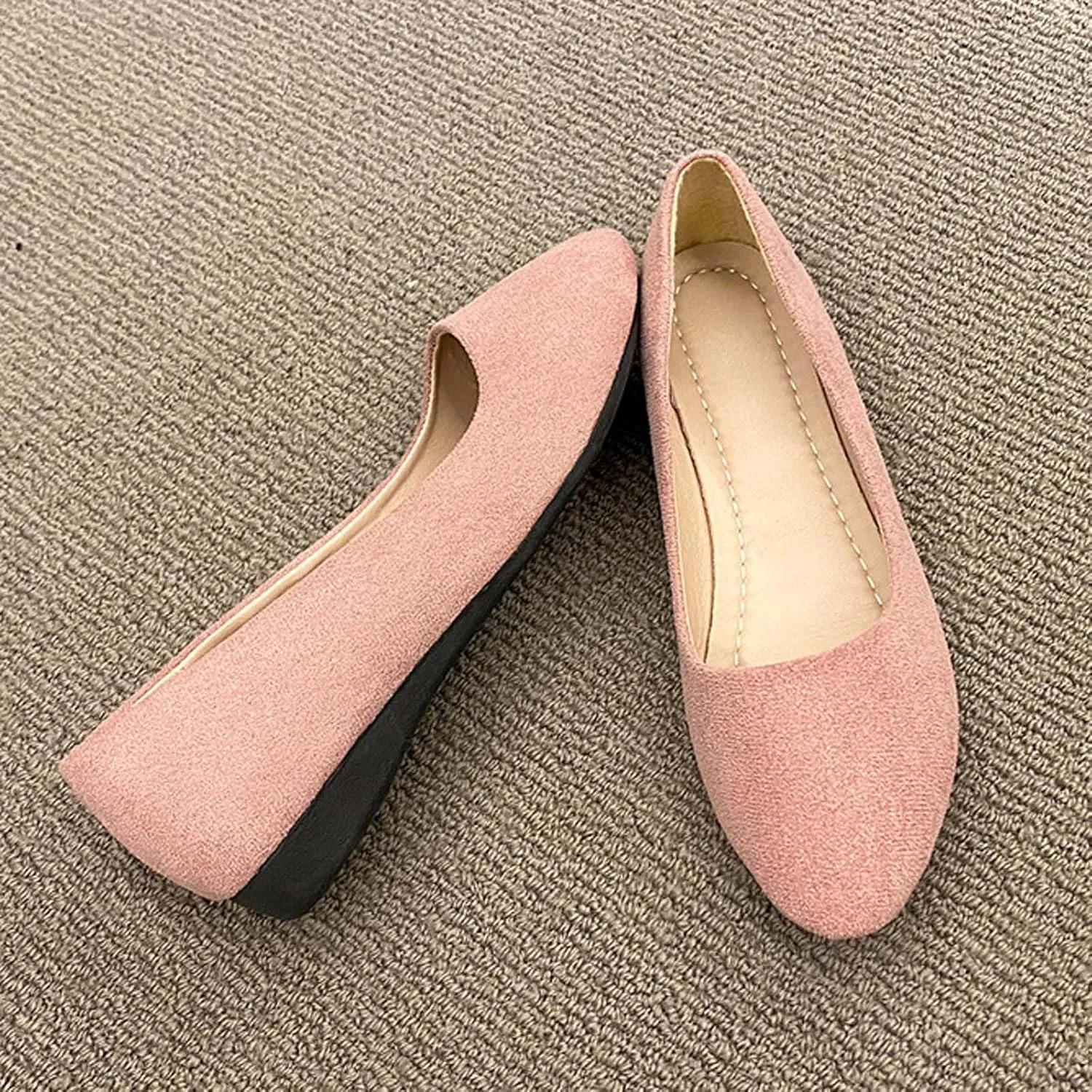 Women's Casual Slip On Comfortable Suede Shoes Low Heel Everyday Walking Footwear for Spring Summer Outfits