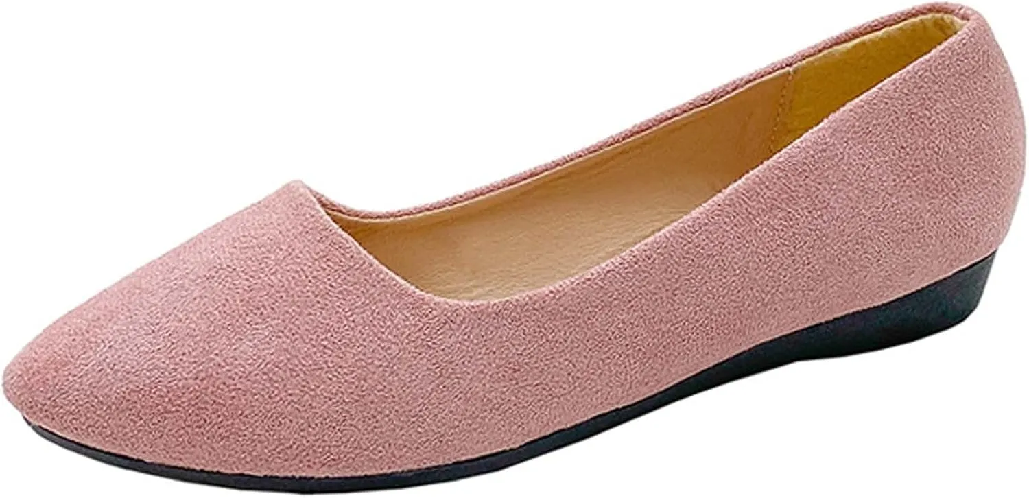 Women's Casual Slip On Comfortable Suede Shoes Low Heel Everyday Walking Footwear for Spring Summer Outfits