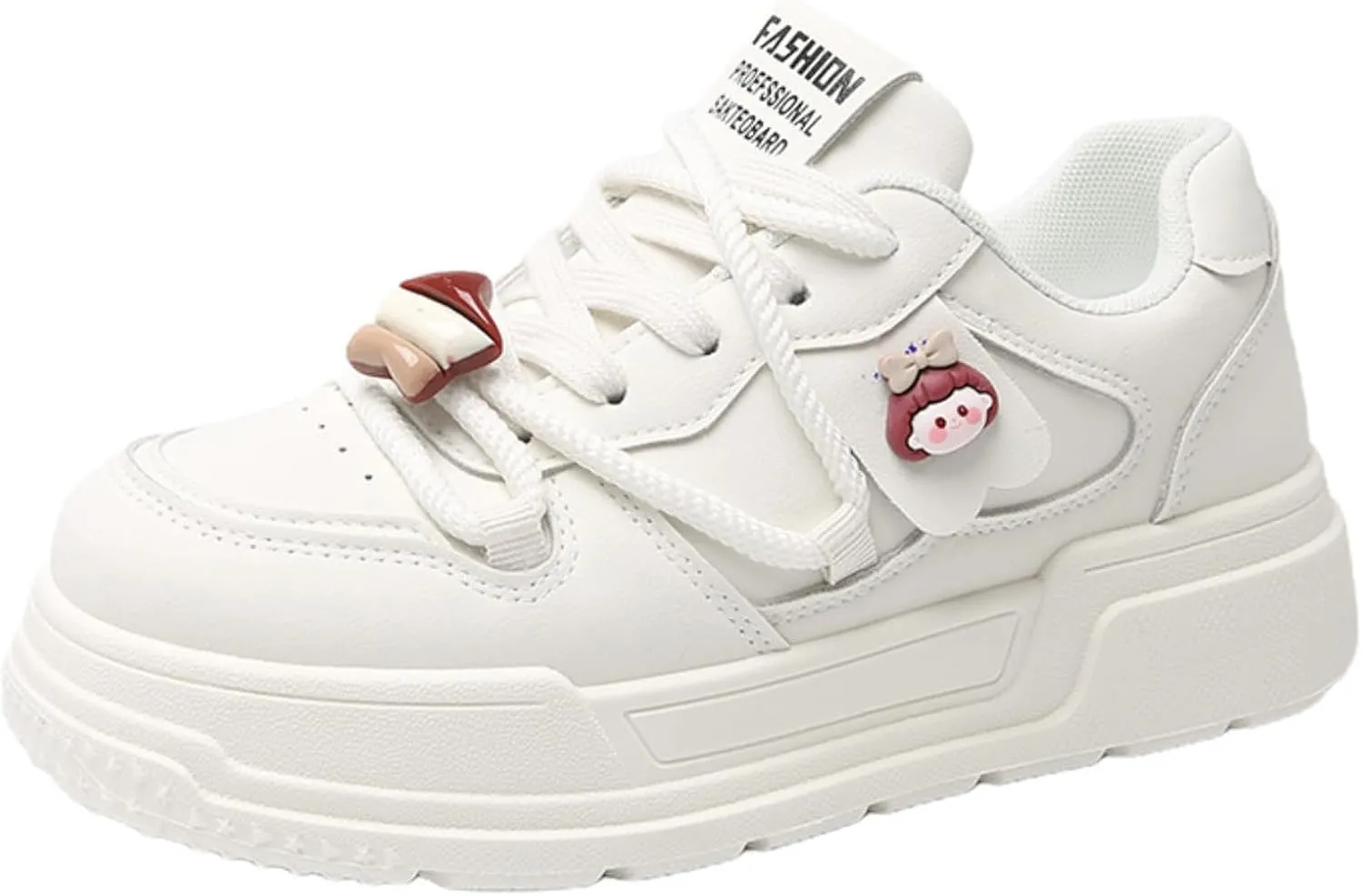 Women's Chunky Platform Sneakers with Star Charm Preppy Skate Shoes Thick Cushioned Sole Lace-Up for Walking Casual Wear