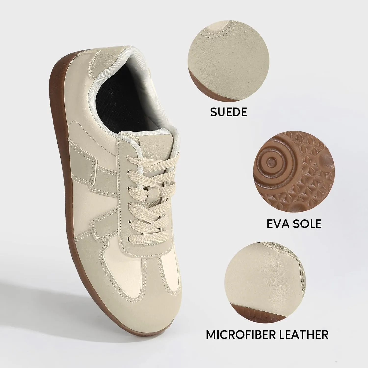 Womens Fashion Sneakers Casual Retro Walking Shoes Comfortable Lace-Up Skate Shoes with Arch Support