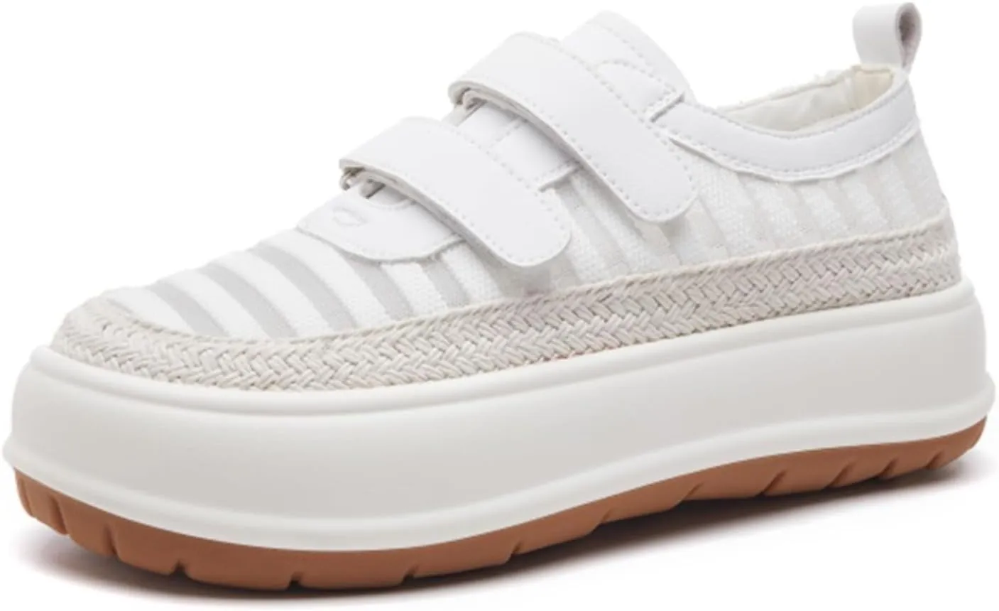 Women's Knitting Two Adjustable Hook Loop Thick-Soled Sports Casual Shoes Round Toe Non-Slip Shock Absorbing Heighten Running Sport Shoes Summer Fashion Breathable Walking Shoes