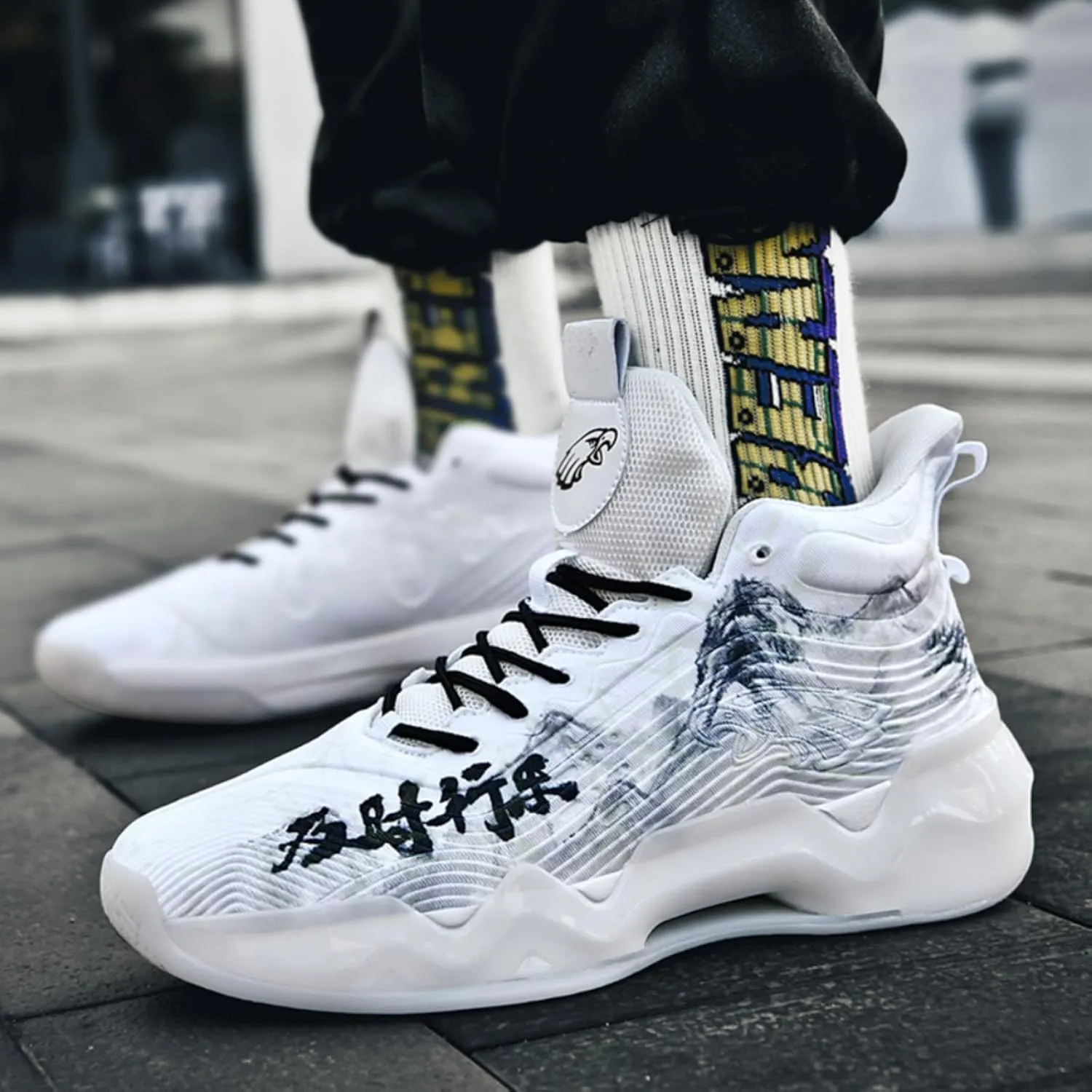 Womens Noctilucent Colorful Painting Basketball Shoes Casual Fashion High Top Lace Up Running Sneakers Tennis Outdoor Sport Shoes