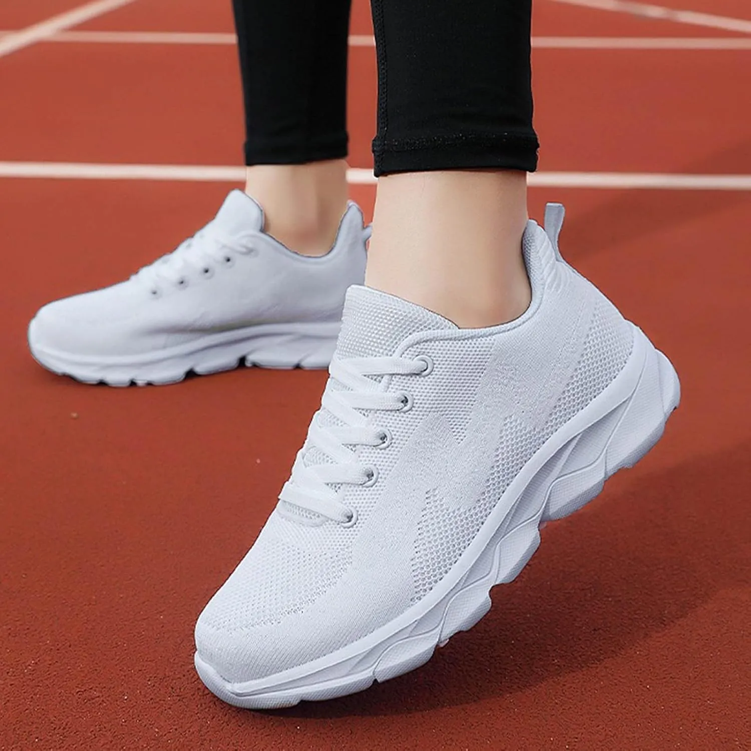 Women's Non Slip Comfortable Fashion Sneakers Lightweight Casual Sneakers for Gym Travel Work Soft Woven Shoe