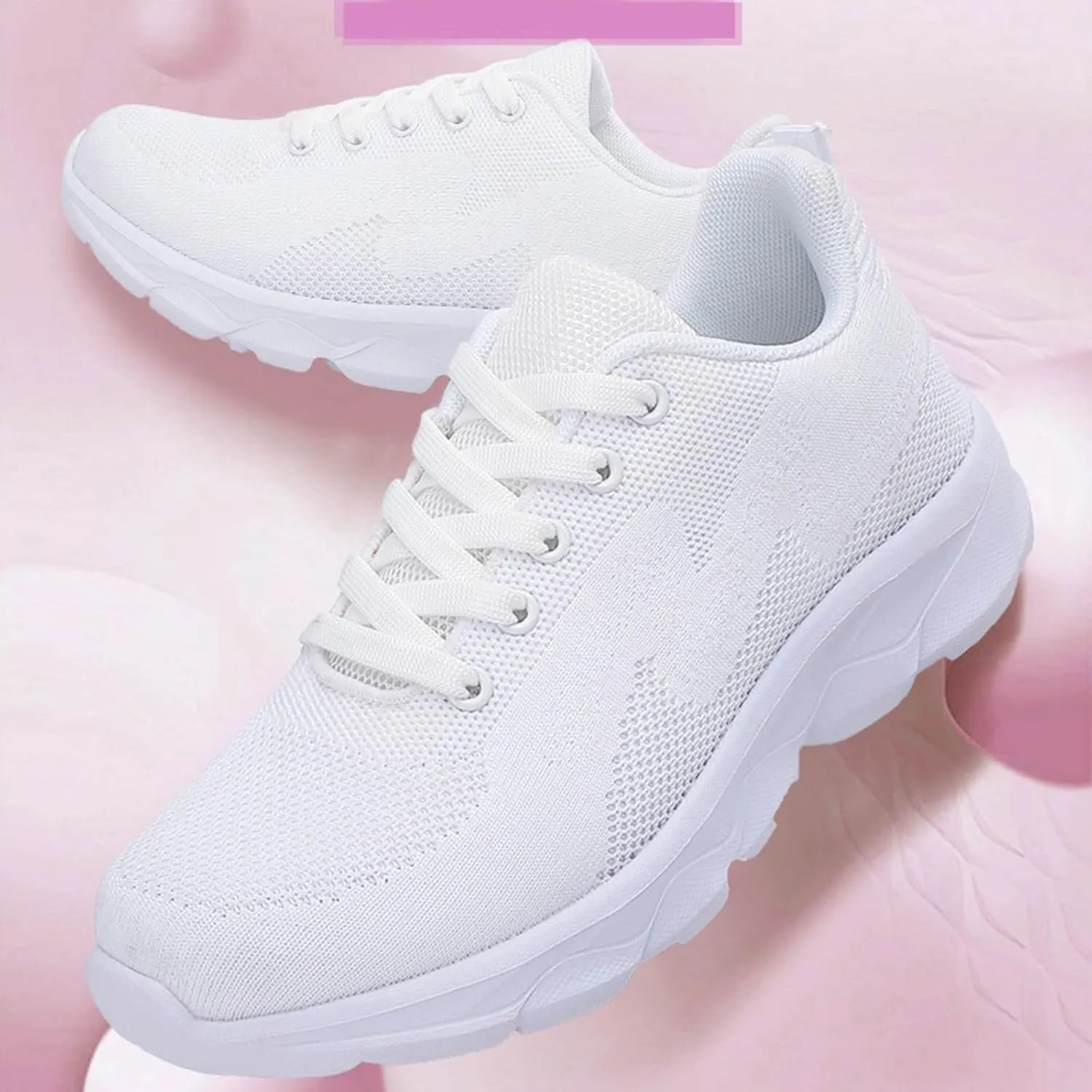 Women's Non Slip Comfortable Fashion Sneakers Lightweight Casual Sneakers for Gym Travel Work Soft Woven Shoe
