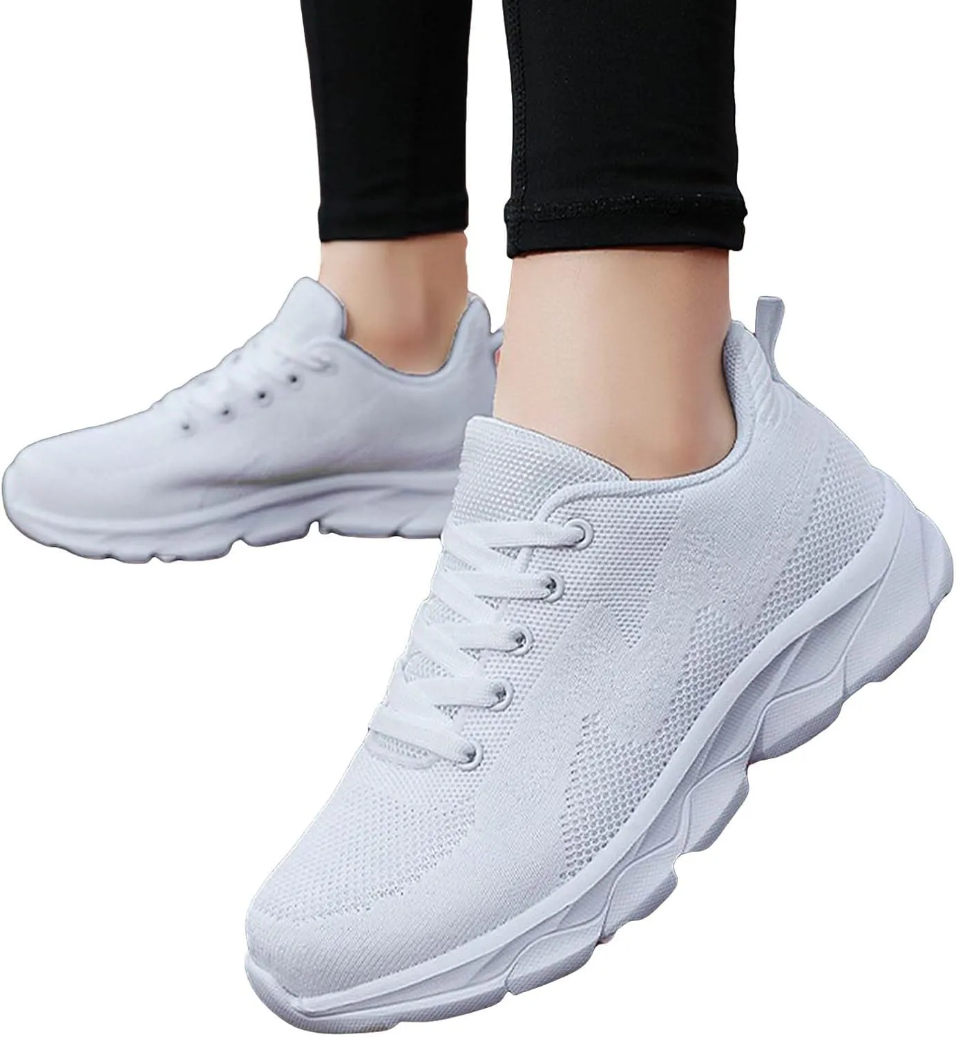 Women's Non Slip Comfortable Fashion Sneakers Lightweight Casual Sneakers for Gym Travel Work Soft Woven Shoe