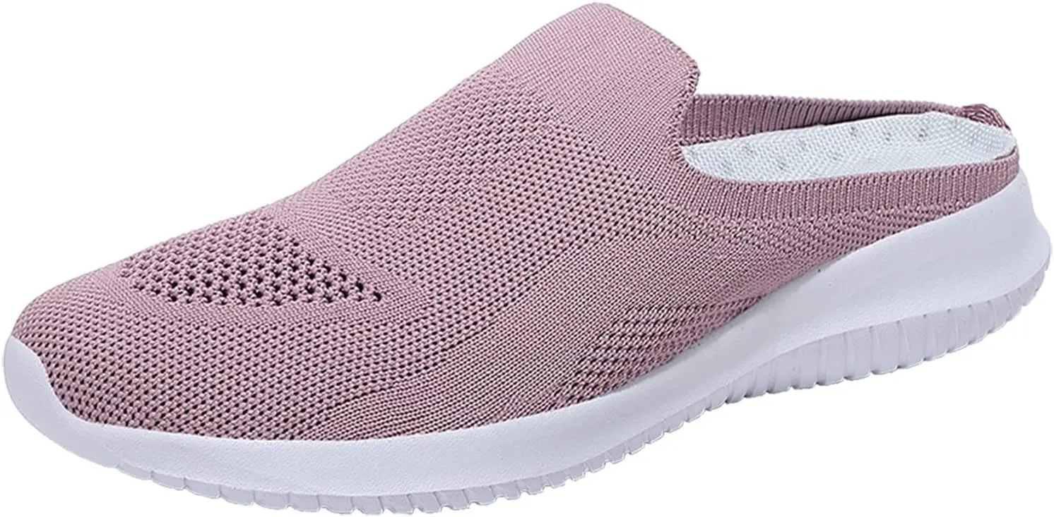 Womens Walking Tennis Shoes Slip-On Walking Sneakers Breathable Comfortable Sneakers Arch Support Backless Slippers