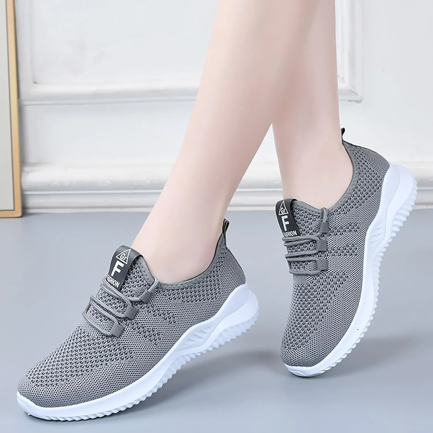 ZSpzx Comfy Sneakers for Women Arch Support Breathable Mesh Knit Air Cushioned Walking Shoes Non Slip Jogging Tennis Sneaker Lightweight Plantar Fasciitis Footwear for Gym Travel Daily Wear