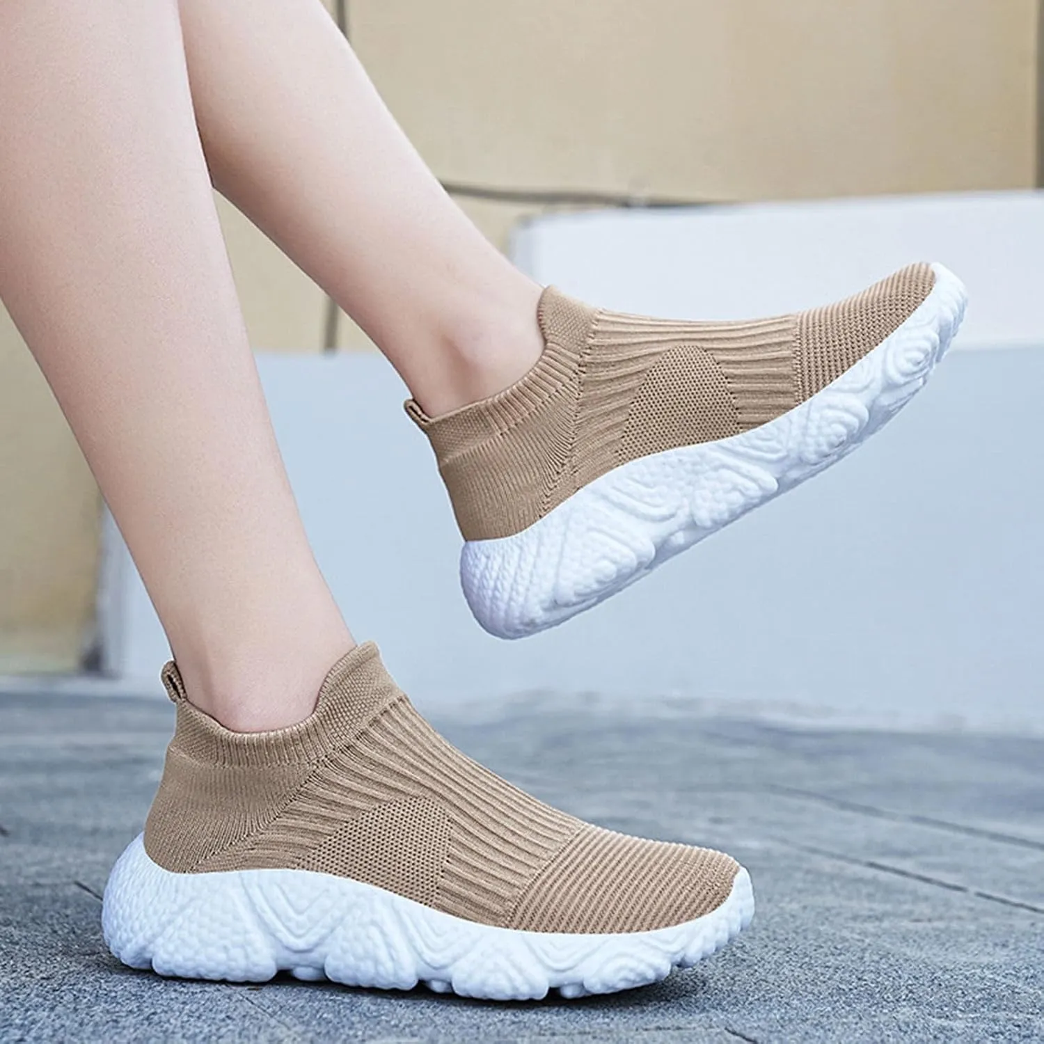 ZSpzx Sneakers for Women Air Cushioned Padded Insole Slip on Walking Casual Shoes Arch Support Orthopedic Breathable Workout Shoe Arch Support Jogging Tennis Sneaker for Gym Travel Daily Wear